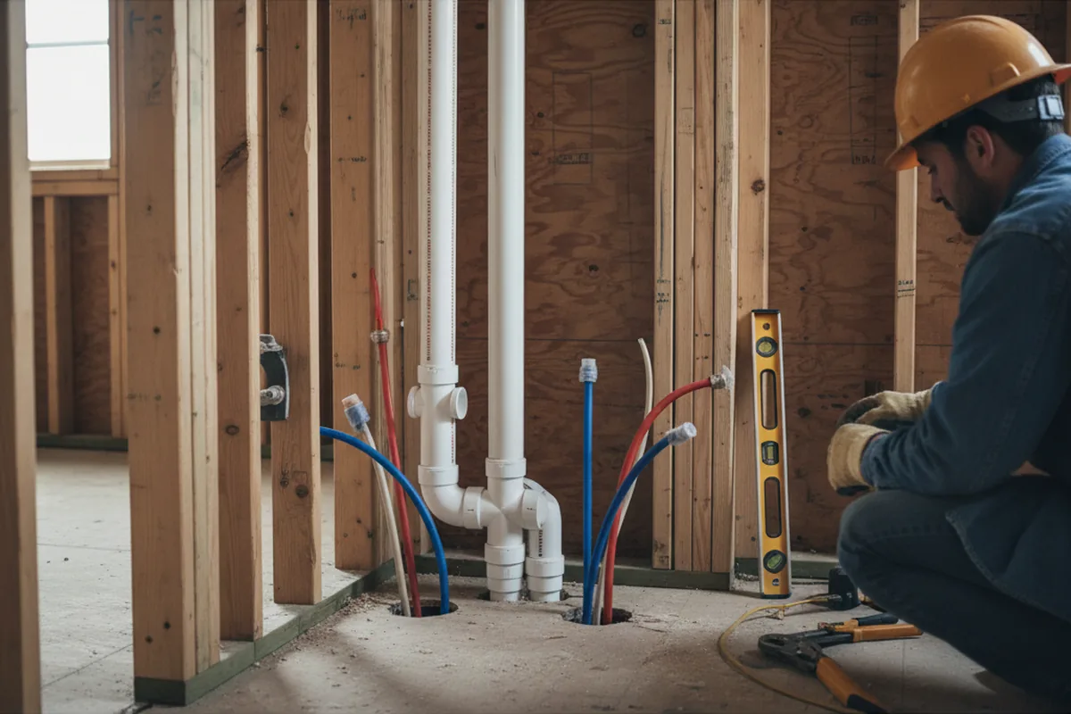 Drain and supply rough-in during Leak Detection in Kilbourne